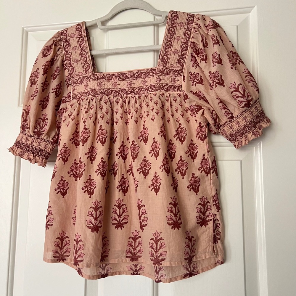 Cleobella Womens XS Organic Cotton Vivian Blouse Puff Sleeve